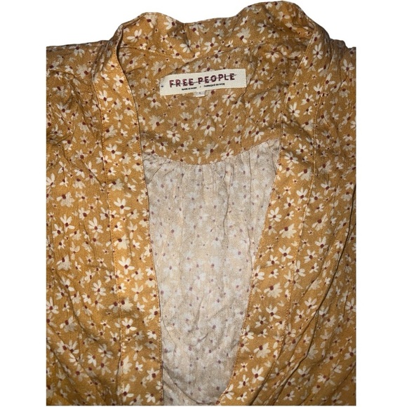 Free People Calisto Bed Jacket in Honey/Gold Tie Front Top | NEW/NWOT!!💛💛 - Picture 8 of 12